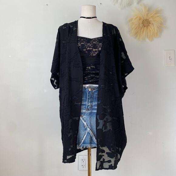 Maurices Womens Sheer Mesh Open Cardigan Size S/M Whimsigoth Festival Long Line - Picture 2 of 12